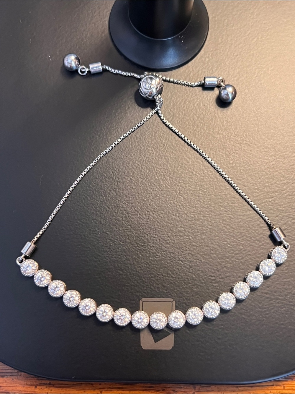 TCS Sterling Silver Clear Crystal Adjustable Bolo Bracelet